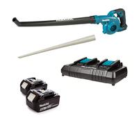 Makita DUB186 18V Li-Ion Kit Souffleur De Feuilles Sans Fil (2x 5,0Ah) - 192 Km/h - Avec Buse De Soufflage