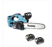 Makita DUC 302 30cm Tronçonneuse d'élagage sans fil avec 2 x 18 V = 36 V de Puissance + 2x Batteries BL 1850 - sans Chargeur
