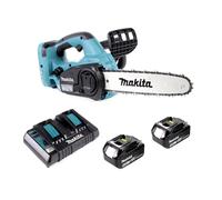 Makita DUC 302 30cm Tronçonneuse d'élagage sans fil avec 2 x 18 V = 36 V de Puissance + 2x Batteries BL 1840 + Chargeur DC 18 RD