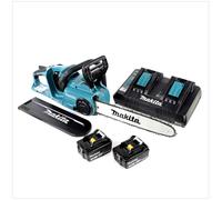 Makita DUC 353 PF2 Tronçonneuse à chaîne sans fil 36V ( 2x18V ) Brushless 35 cm + 2x 3,0 Ah batterie + chargeur double