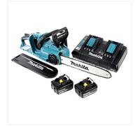 Makita DUC 353 PM2 Tronçonneuse à chaîne sans fil 36V ( 2x18V ) Brushless 35 cm + 2x 4,0 Ah batterie + chargeur double