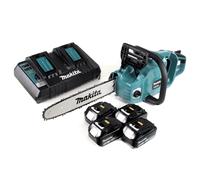 Makita DUC 353 PT4 Tronçonneuse à chaîne sans fil 36V ( 2x18V ) Brushless 35 cm + 4x 5,0 Ah batterie + chargeur double