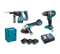 MAKITA Ensemble batterie DHP484+DGA513+DHR243 Li-ion LXT 18V/5.0Ah DLX3119TJ