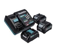 Makita Kit de démarrage batterie 40 V maxi + 2x Batteries BL 4025 2,5 Ah (2x 191B36-3) + Chargeur (191E07-8) + Adaptateur (191C10-7)