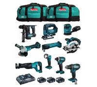 MAKITA Kit MK1001 (DDF482+ DHR171+ DGA504+ DTD152+ DJV182+ DSS610+ DJR186+ DBO180+ DTM51+ DML802+ 3x5,0Ah DC18RD 2xLXT600)