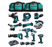 MAKITA Kit MK1002 (DHP481 + DHR243 + DGA504 + DTD152 + DJV182 + DSS610 + DJR186 + DBO180 + DTM51 + DML802 + 3 Batteries de 5,0 Ah + Chargeur + 2 x LXT600)