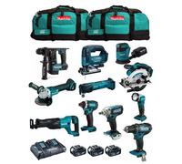 MAKITA Kit MK1101 (DDF482+DHR171+ DGA504+ DTD152+ DJV182+ DSS610+ DJR186+ DBO180+ DTM51+ DML802+ DTW190+3x5,0Ah+DC18RD+2xLXT600)