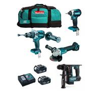 MAKITA Kit MK402 (DHP481 + DHR171 + DGA504 + DTD153 + 2 x 5,0 Ah + DC18RC + LXT600)