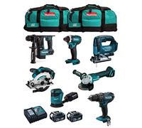 MAKITA Kit MK702 (DDF482 + DHR171 + DGA504 + DTD152 + DJV182 + DSS610 + DBO180 + 2 Batteries de 5,0 Ah + Chargeur + 2 x LXT600)