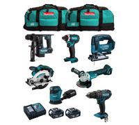 MAKITA Kit MK702 (DDF482 + DHR171 + DGA504 + DTD152 + DJV182 + DSS610 + DBO180 + 2 x 5,0 Ah + DC18RC + 2 x LXT600)