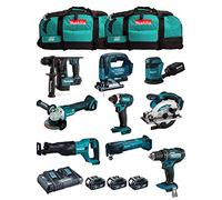 MAKITA Kit MK901 (DDF482 + DHR171 + DGA504 + DTD152 + DJV182 + DSS610 + DJR186 + DBO180 + DTM51 + 3 Batteries de 5,0 Ah + Chargeur + 2 x LXT600)