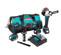 MAKITA Li-ion LXT 18V ensemble batterie machine/meuleuse DGA504 + marteau DHR241 + tournevis DDF482/DLX3078TX1