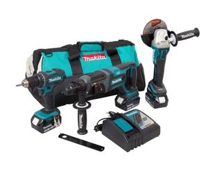 MAKITA Li-ion LXT 18V ensemble batterie machine/meuleuse DGA504 + marteau DHR241 + tournevis DDF482/DLX3078TX1