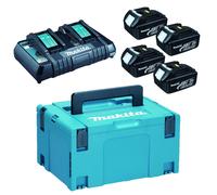 MAKITA Li-ion LXT 18V set 4 pcs BL1830B+1 pc Double chargeur DC18RD+1 pc Makpac 197970-3