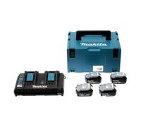Makita Pack énergie 4x BL1840B 18 V Li‑ion 4Ah + chargeur double DC18RD Makpac 197503-4