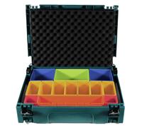 Makita MAKPAC 1 Mallette système + insert à boîtes avec boîtes de couleur P-83652 + insert de couvercle en mousse