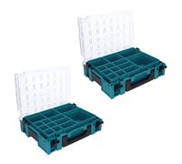 Makita MAKPAC 1 Organizer Set 2x mallettes pour petites pièces 395 x 295 x 110 mm ( 2x 191X80-2 ) avec 13x inserts de boîte