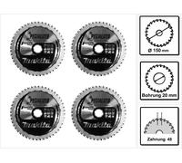 Makita MCCS15048E SPECIALIZED EFFICUT Lames de scie 150 x 20 x 1,1 mm - 4 pièces (4x B-69331) 48 dents