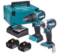 MAKITA Pack 2 machines 18V : Perceuse visseuse DDF490 + Visseuse à chocs DTD153 + 2 batteries 5Ah chargeur et coffret MAKPAC