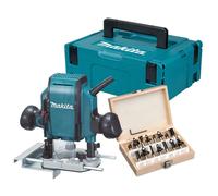 MAKITA Pack Défonceuse 900W RP0900 + Coffret 12 fraises carbure SCID + Coffret Makpac 2