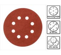 Makita Papier abrasif Velcro 125mm K320 pour DBO BO DCW DWE GEX PEX SXE BOS - 200 pcs. (4x P-43692)