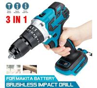 Makita - perceuse à percussion électrique 3 en 1, couple 520N.M, mandrin de 10mm, marteau plat, 4000 tr/min, tournevis électrique pour batterie 18V Avec 2 batteries