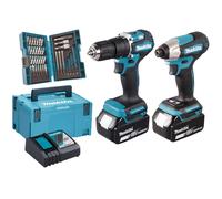 Makita Perceuse Batterie 18V (DTD157Z + DHP487Z + DC18RC + 2x BL1830B), MAKPAC - DLX2414JX4