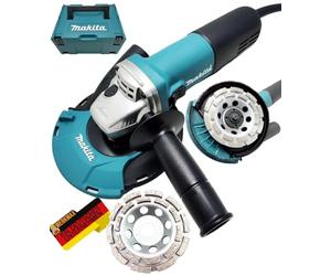 Makita Ponceuse d'angle 1100 W + capot d'aspiration WM + 2 têtes de meuleuse diamant de qualité supérieure