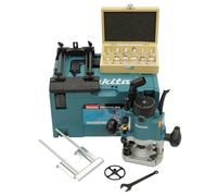 Makita RP1111CJFA Défonceuse 1100 W avec kit de 12 fraises D-53556 en coffret Makpac Bleu