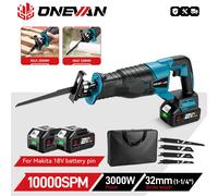 Makita - scie alternative électrique sans fil, Rechargeable, multifonction, outils de coupe du métal et du bois, broche de batterie 18V, 10000SPM 2Battery 1EU Charger