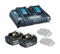 Makita SET DC18RD Double Chargeur + 2 Batteries 18V 3,0Ah BL1830B, Power Sour...