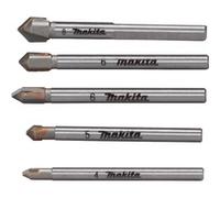 Makita Set de forets pour verre et carrelage, 5 pièces, Jeu de mèches de perceuse