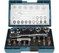 Makita - Set embout de tournevis et cliquet - 21 pièces - torx, phillips, pozidriv, hex - 5 mm, 6 mm, 8 mm, 10 mm, 12 mm, 13 mm - Longueur : 25 mm
