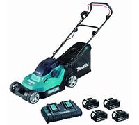 Tondeuse à gazon sans fil 38cm 36V / 2x18V + 4 batteries Li-Ion 3Ah + chargeur rapide double