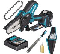 Makita Tronçonneuse sans fil DUC101RF06 avec 1 batterie 3,0 Ah, chargeur, 2ème chaîne, étui, lime, huile