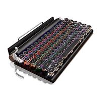 MAKIVI Clavier de Machine à éCrire RéTro Clavier Bluetooth sans USB MéCanique Punk Keycaps pour Ordinateur de Bureau/Ordinateur Portable/TéLéPhone-Noir