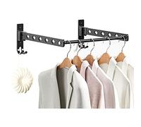 MAKIVI Porte-vêtements rétractable avec Tige Buanderie Etendoir Cintre Mural Pliable Pliant Cintre Organisateur de Rangement pour la Maison Aluminium 2 étagères (Taille : 80cm) (Argent Marriage