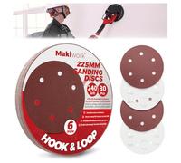 Makiwork Lot de 30 Disques Abrasifs 225 mm Grain 240 - 6 Trous - Auto-Agrippants - pour Ponceuse Girafe - Idéal Ponçage Mur, Placo et Cloisons Sèches