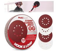 Makiwork Lot de 30 Disques Abrasifs 225 mm Grain 60 - 10 Trous - Auto-Agrippants - pour Ponceuse Girafe - Idéal Ponçage Mur, Placo et Cloisons Sèches