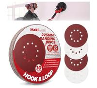 Makiwork Lot de 30 Disques Abrasifs 225 mm Grain 80 - 10 Trous - Auto-Agrippants - pour Ponceuse Girafe - Idéal Ponçage Mur, Placo et Cloisons Sèches