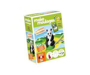 Mako Moulages - Le Panda Géant - kit de Loisirs créatif - Plâtre et Peinture - 1 Moule en Latex Rouge - Contient 1 Carte Bioviva Défis Nature - Made in France - A partir de 5 Ans - 39113