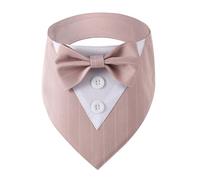 MAKOMAKI Écharpe triangulaire de mariage pour grand chien avec nœud papillon - Beau bandana pour petits et grands chiens - Bavoirs Golden retriever, berger, labrador (rayures roses, taille S : 3 à 8