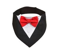 MAKOMAKI Écharpe triangulaire de mariage pour grand chien avec nœud papillon - Beau bandana pour petits et grands chiens - Bavoirs Golden retriever, berger, labrador (noir et rouge, L - 14-25 kg)