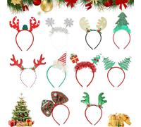 Makone 10 pcs Bandeaux de Noël Fête, Serre Têtes de Noël pour Femmes Enfants et Hommes, Cerceaux de Cheveux de Noël à ThèmeCadeau