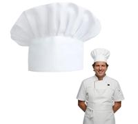 Makoto Nobu Chapeau de Chef Élastique, Bonnet de Cuisinier, Toque de Cuisinier Unisex en Famille, Hôtel, Barbecue, Réglable, en Coton, avec Filet à Cheveux, Blanc