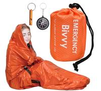 Makoto Nobu Sac de Couchage Survie, Sacs de Survie Thermiques Portables, légers et imperméables avec Boussole et Sifflet pour Le Camping, la randonnée, l'extérieur