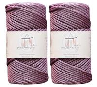Makromecity 2 brins Fil à macramé 3 mm x 120 m Prune Premium Polyester Fil de macramé Polypropylène pour bricolage, pour décorations murales, sacs à bandoulière, sacs à main, chemin de table, chaînes
