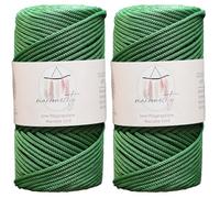 Makromecity 2 brins Fil à macramé 3 mm x 120 m Vert Benetton Premium Polyester Fil pour macramé Polypropylène pour Bricolage pour décorations murales, Sacs à bandoulière, Sacs à Main, Chemin de Table