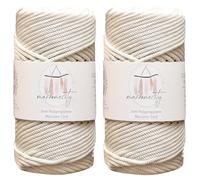 Makromecity 2 écheveaux de cordon en polyester macramé 3 mm x 100 m (100 m) en polypropylène écru pour crochet, artisanat, tentures murales, sacs, sous-plaque, tapis