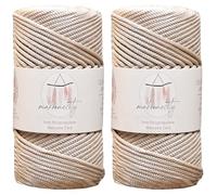 Makromecity 2 écheveaux de cordon en polyester macramé 3 mm x 100 m de cordon en polypropylène pour crochet, artisanat, tentures murales, sacs, sous-plaque, tapis